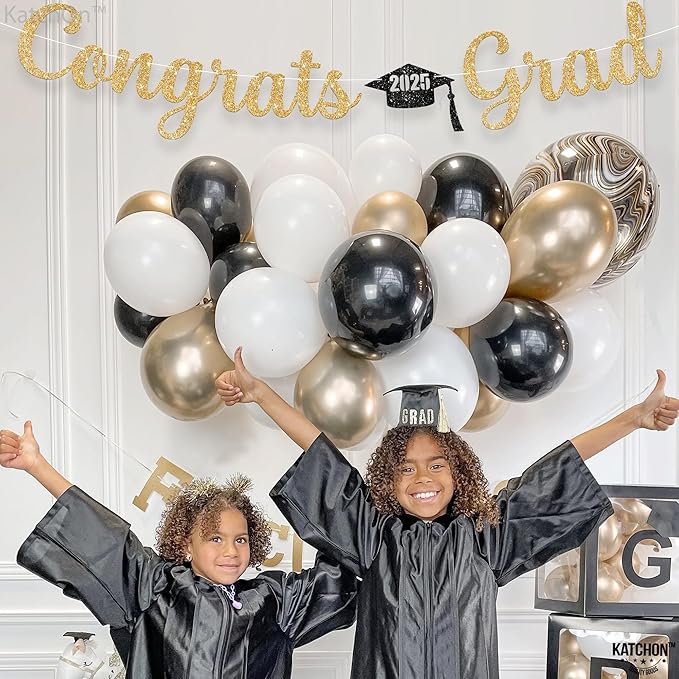 KatchOn, Glitter Gold Congrats Graduation Banner Class of 2025 - No DIY, 10 Feet | Pre - Strung Gold Grad Decorations | Congratulations Banner for Graduation Decorations 2025
