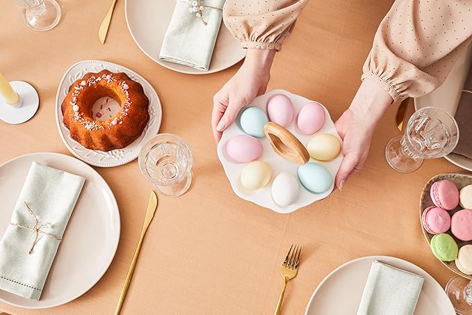 Ruvanti Premium Linen Napkins Set of 4-20x20 Inch, Classic Hemstitch, Mitered Corner Cloth Napkins ‎‎- Soft, Elegant Dinner Napkins Cloth Washable for Weddings, Parties, Everyday Use - Ivory