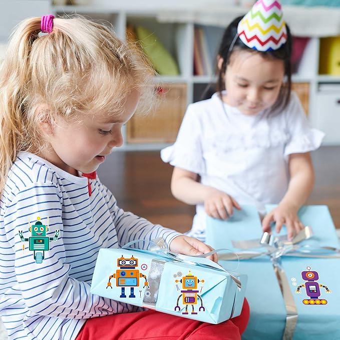 Create-Your-Own-Sticker, 32 Sticker Sheets for Kids Party Favors, Robot Stickers for Kids, Sticker Faces for Kids, Educational Party Favors, Birthday Party Activities, Robot Birthday Party Supplies