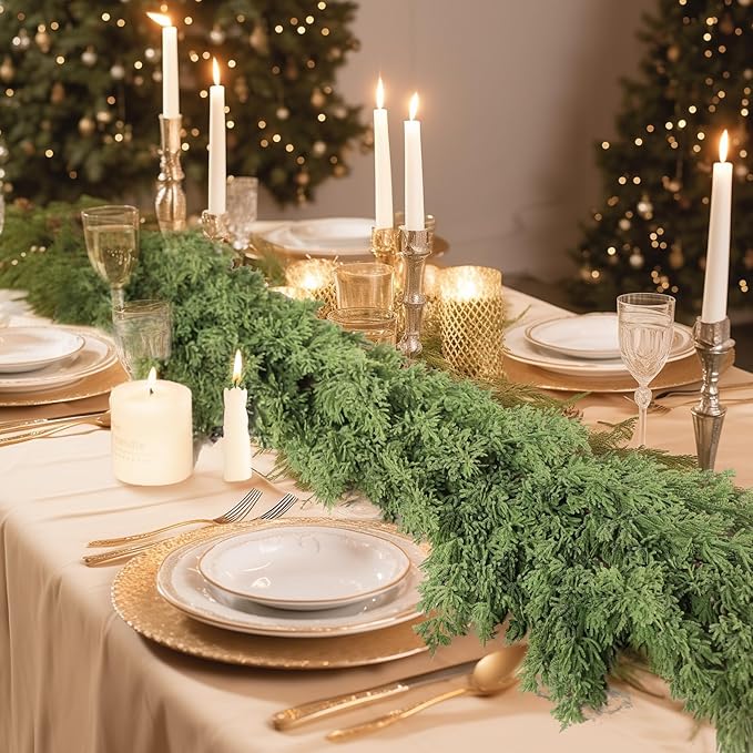 WBHome Real Touch Pinus Garland for Christmas Holiday Seasonal Outdoor/Indoor Home Decor, 6FT Long