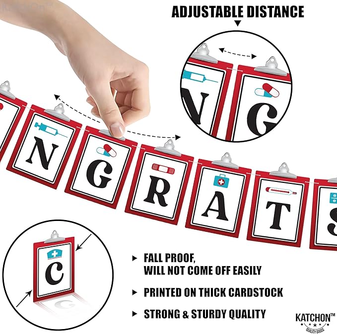 KatchOn, Congrats Nurse Garland - Large 10 Feet | Congrats Banner, Grad Party Decor | Graduation decorations 2025 Nurse Graduation Party Decorations | nurse graduation decorations