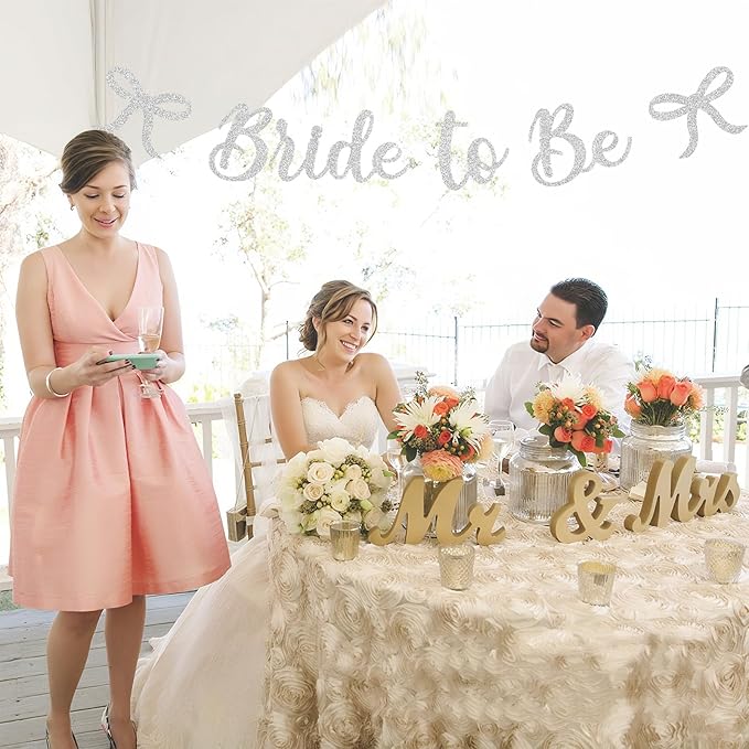 Bride to Be Banner, White Bride to Be with Bow Glitter Bachelorette Bridal Party Banner BRIDE TO BE Sign for White Bachelorette Bridal Shower Wedding Engagement Hen Party Decorations