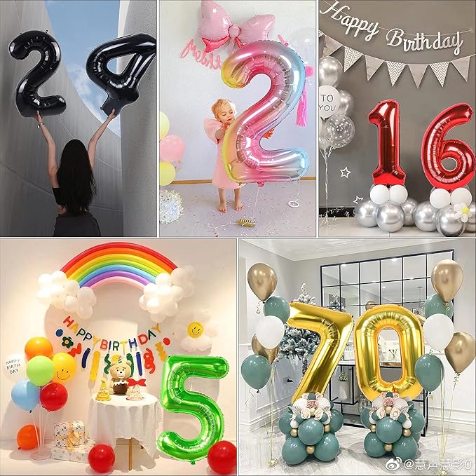 Smlpuame 40 inch Number Balloon 0-9 Green Large Number 40 Balloons,Digital Balloons for Birthday Party Celebration Decorations Supplies, Helium Foil Number Balloons for Wedding Anniversary