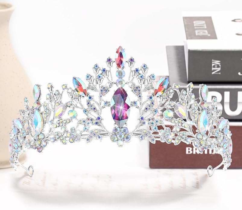 TAROSE Crowns for Women and Girls, Queen Crystal Gold Silver Tiaras with White Rhinestone and Combs, Goddess Crown for Wedding Bride Birthday Princess Bridal Shower Hair Accessories for Women