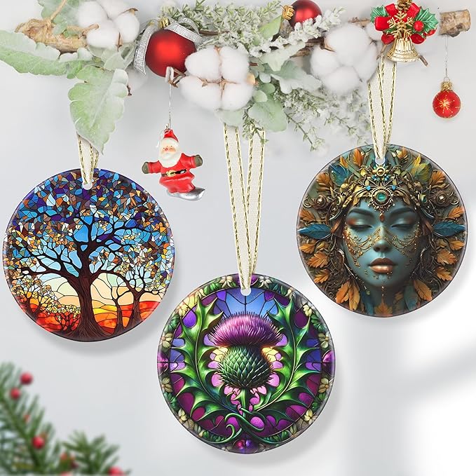 Touber Dandelion Christmas Ornament, 3.5 Inch Ceramic Hanging Ornament, Christmas Tree Decor, Gift Exchange