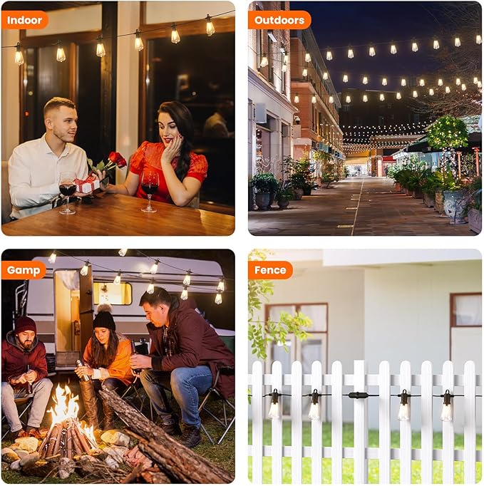 KAWAYA 200FT Patio String Lights: 100+4 Dimmable Waterproof Shatterproof LED Vintage String Lights,Commercial Outdoor Lights for Porch Backyard Garden Bistro Outside Balcony Gazebo Party Cafe(100FTx2)