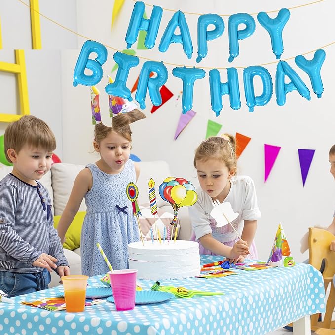 LIOZEOKUN Happy Birthday Balloon Letters 16 inch Mylar Foil Birthday Balloons Banner Sign for Birthday Party Decorations Supplies (Light blue)