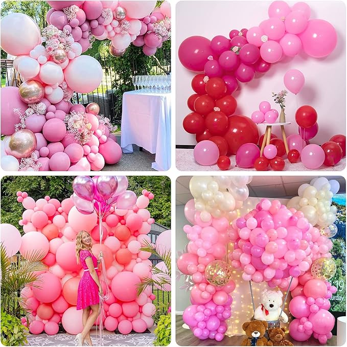 Labeol 151 pcs Pink Balloons Different Sizes Pack of 18 Inch 12 Inch 10 Inch 5 Inch Baby Pink Balloons for Birthday Baby Shower Wedding Anniversary Party Decorations