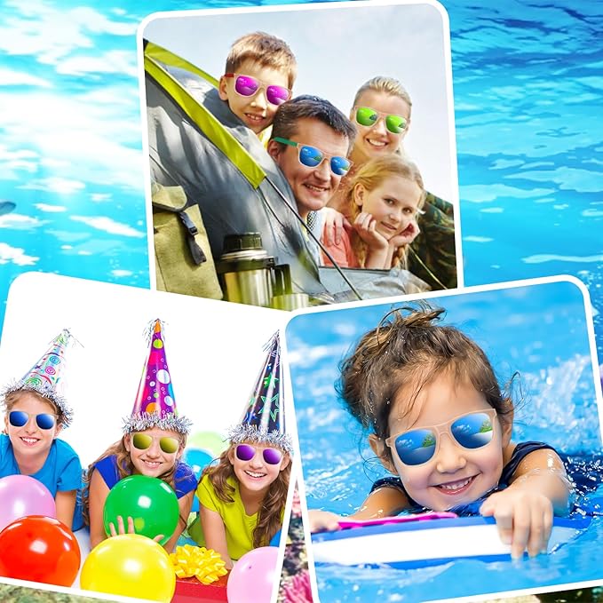 24 Pack Kids Sunglasses Party Favors, Neon Translucent Sunglasses with UV Protection in Bulk for Kids and Adults, Perfect for Summer Pool Beach Birthday Graduation Party, Outdoor Party Supplies