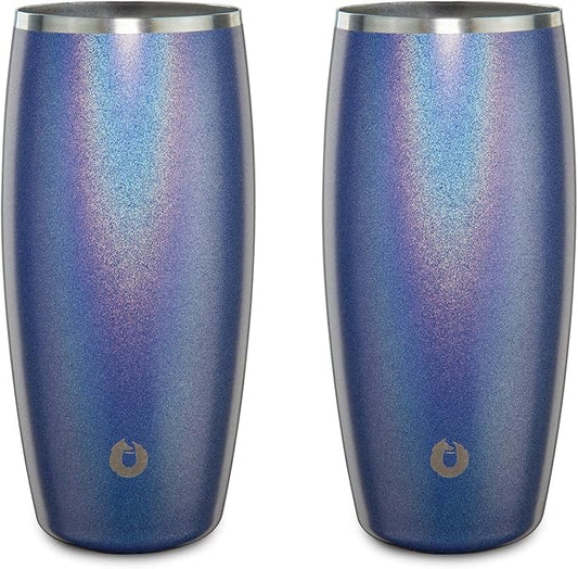 SNOWFOX Premium Vacuum Insulated Stainless Steel Beer Glass, Home Bar Accessories, Elegant Bartending, Lightweight Pint Glasses, Sleek Drinkware, Frosty Beverages Stay Cold, 18oz, Set of 2, Blue