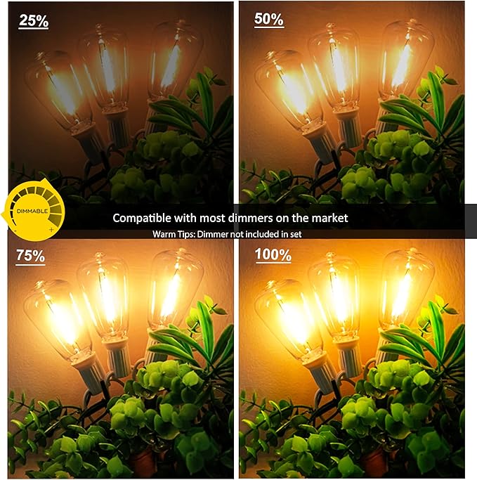 Outdoor String Lights 200FT Waterproof,Patio String Lights for Outside with Shatterproof 104 Edison LED Bulbs,Vintage Dimmable Hanging Lights for Christmas,Wedding,2 Pack × 100FT White Cable