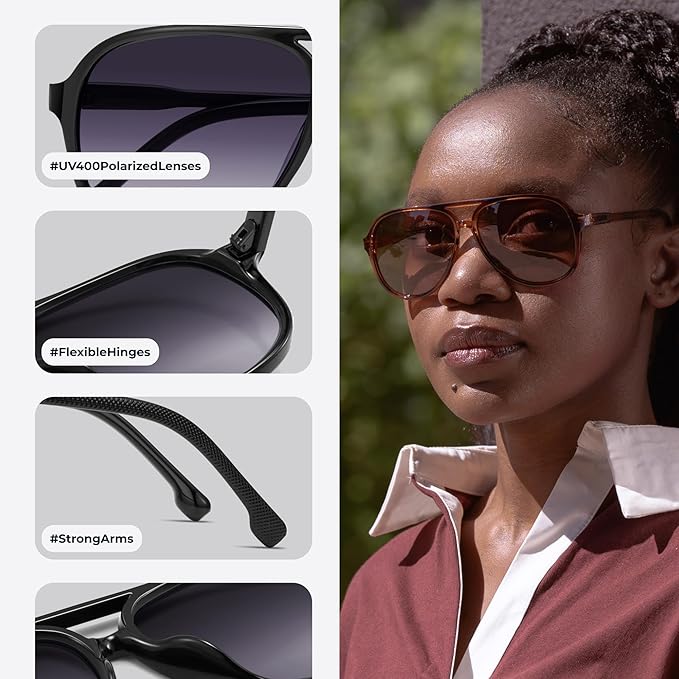 livho Trendy Polarized Aviator Sunglasses Women Men, Retro Sun Glasses for Women Men 2025, Oversized UV Protection Shades