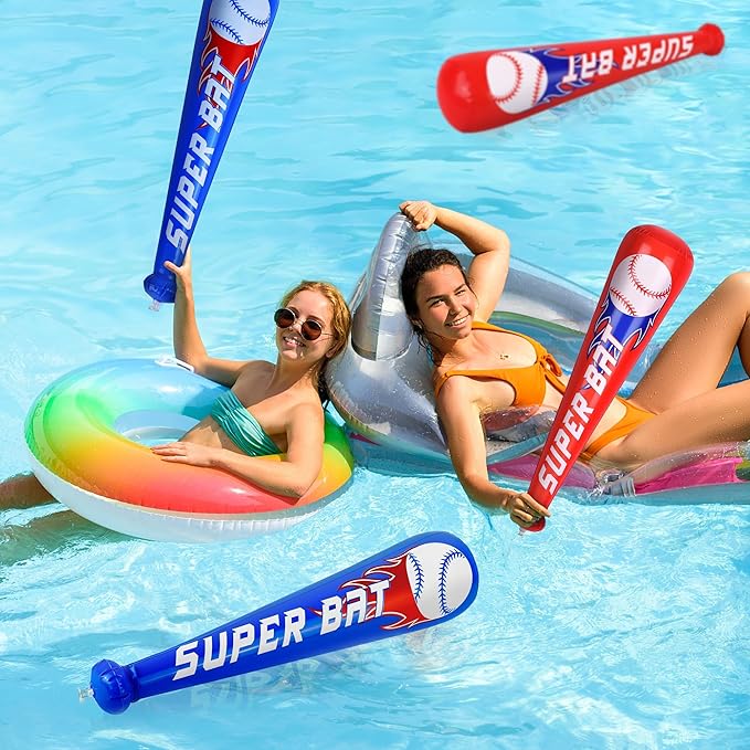 durony 12 Pieces Baseball Bat Inflates 22 Inch Inflatable Baseball Inflates, Baseball Party Supplies, Sports Theme Toy, Birthday Party Decorations