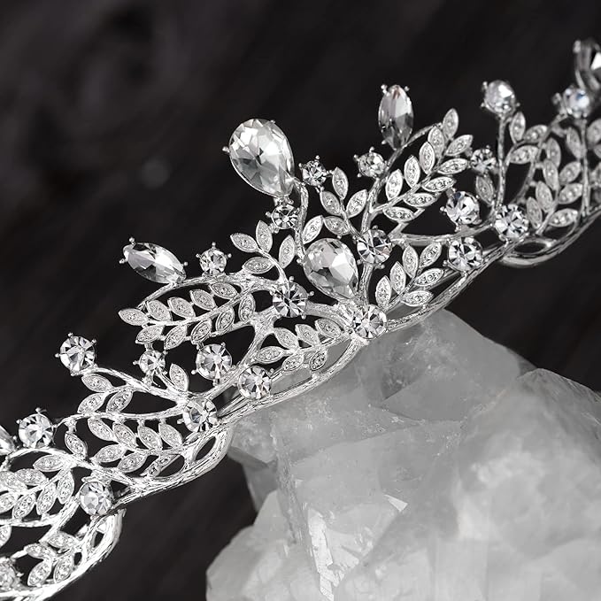 SWEETV Silver Tiara Crown for Women,Princess Tiaras for Girls,Crystal Retro Hair Accessories for Wedding Birthday Prom Pageant Quinceanera