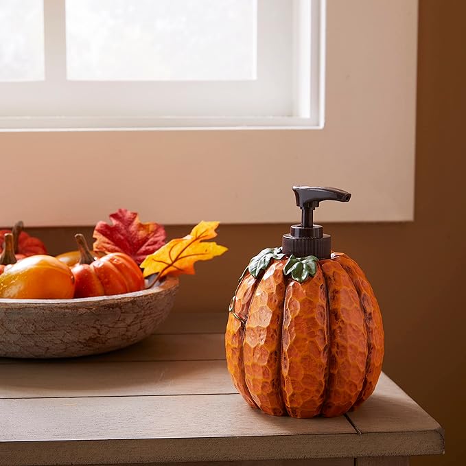 SKL Home Fall/Harvest/Autumn Bounty Soap Dispenser for Bath/Kitchen & Gift, Orange