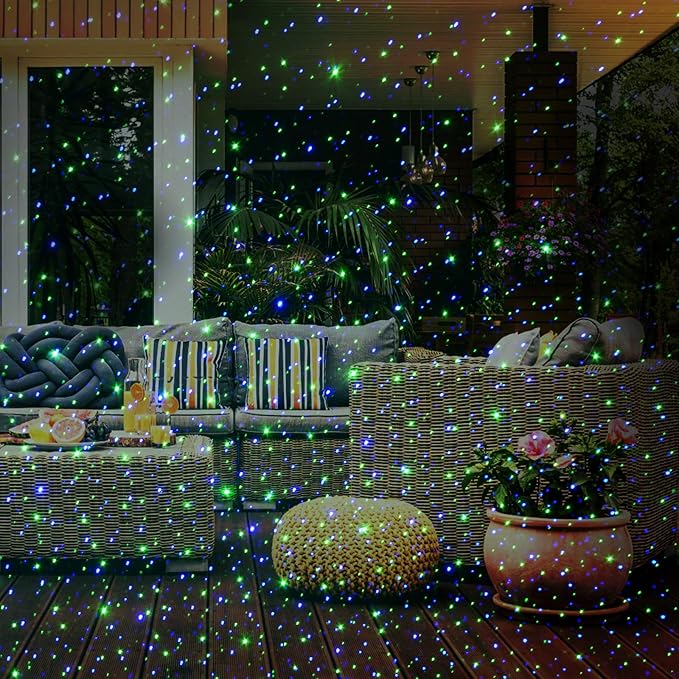Poeland Garden Lights Moving Laser Christmas Lights Firefly Star Projector for Home and Garden Blue/Green