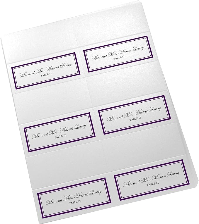 Double Line Border Printable Place Cards, Eggplant (Choose Color), Set of 150 (25 Sheets), Laser & Inkjet Printers - Wedding, Party, Dinner, and Special Events - Made in the USA