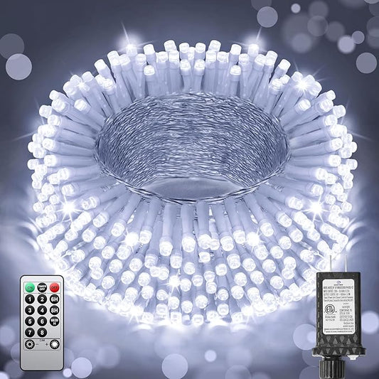 380LED 125FT Christmas Lights, Extra Long Outdoor String Lights Waterproof, Timer & Memory, 8 Modes Dimmable Plug in Fairy for Classroom Decor Outside Tree Wedding Patry Cool White