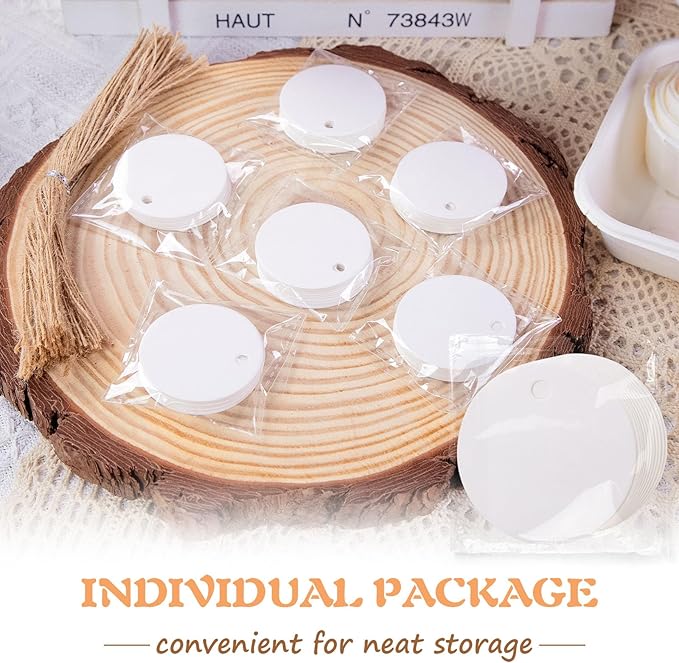 SallyFashion 120PCS White Round Gift Tags, 2 inch Kraft Paper Gift Tags with String for Gifts Wrapping Craft Project Wedding Favors