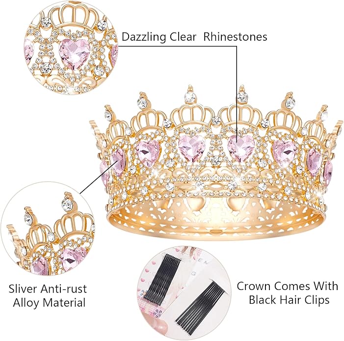 Queen Crown Wedding Rhinestone Heart Crowns and Tiaras for Women Costume Party Hair Accessories Princess BirthdayCrown Crystal Bridal Crown