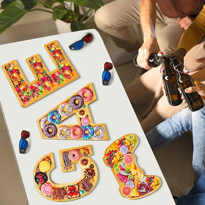 GAME Charcuterie Boards Letters Gaming Wooden Serving Platters for Snack Fruit Meat Fillable Cheese Board Gifts for Teenager Boys Birthday Party Supplies Rustic Tabletop Container Dishes Serving Trays