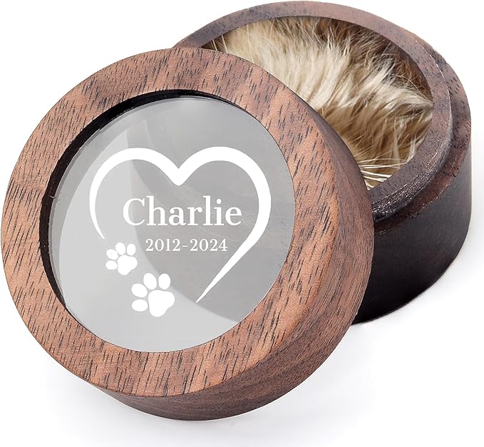 Personalized Pet Memorial Keepsake Box, Engraved Wooden Urn for Cat/Dog Ashes, Custom Name & Date Memorial Box, Sympathy Gift for Loss of Pet (Acrylic Wooden Cover)