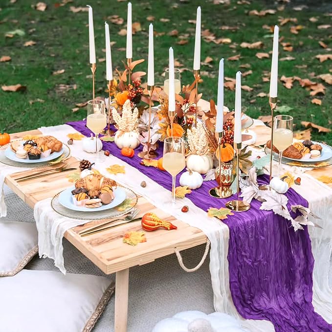 6 Pack Purple Cheesecloth Table Runner 10FT Boho Cheese Cloths Gauze Fabric Table Runners 120 Inch Rustic Sheer for Wedding Birthday Party Baby Shower Centerpiece Home Decorations