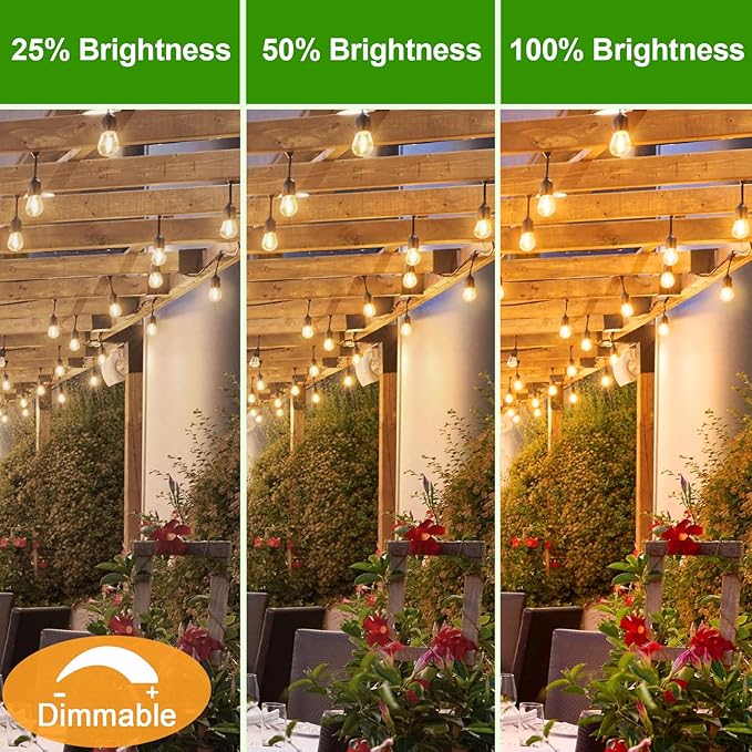 LED S14 Replacement Light Bulbs for Outdoor String Lights, 1W Shatterproof Edison Light Bulbs for Outside Patio Garden, E26 Standard Base, Dimmable, 2200K Warm White, 15 Pack