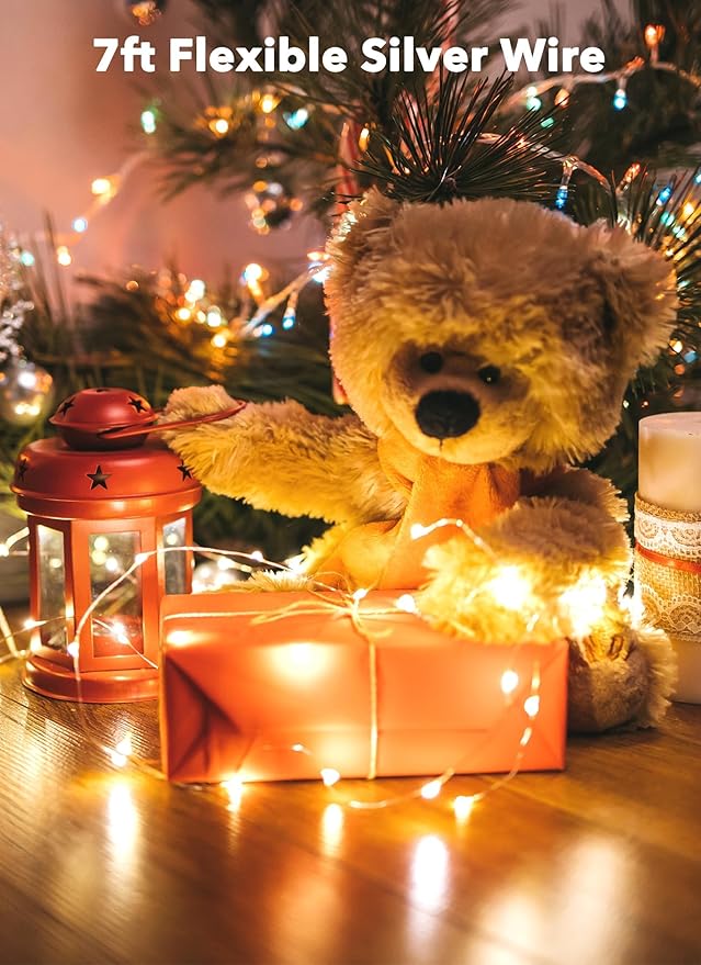 Minetom 6 Pack Fairy Lights Battery Operated String Lights - 7ft 20 LED Waterproof Silver Wire Firefly Lights Waterproof for DIY Crafts Wedding Décor Table Centerpieces Mason Jars Party