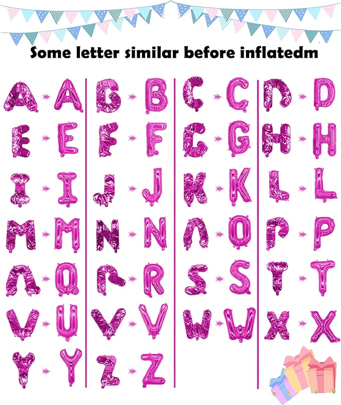 Letter Balloons Foil Mylar Wedding Birthday Bridal Shower Anniversary Celebration Graduation Party Decoration Alphabet (Hot pink)