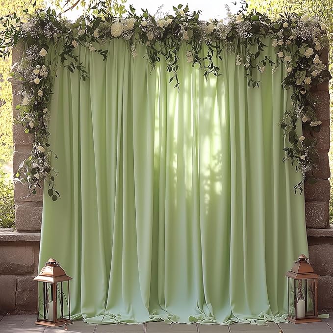 30x10ft Wrinkle Free Sage Green Backdrop Curtain for Parties Soft Fabric Drapes Wedding Curtain Backdrop for Birthday Party Decorations Background for Photography 5x10ft, 6 Panels