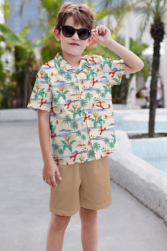 Cromoncent Matching Hawaiian Outfits for Family, Dad and Son Matching Luau Beach Tropical Shirts Mommy Daughter Tropical Sets