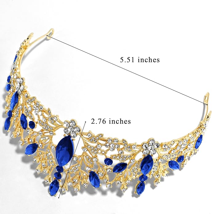 TAROSE Crowns for Women and Girls, Queen Crystal Gold Silver Tiaras with White Rhinestone and Combs, Goddess Crown for Wedding Bride Birthday Princess Bridal Shower Hair Accessories for Women