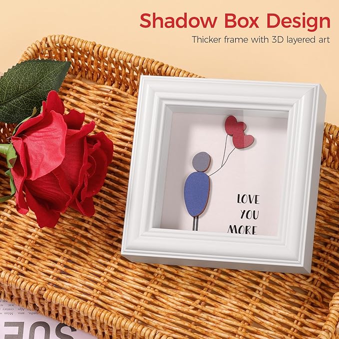 LukieJac Valentine's Day Gifts Shadow Box Frame - I Love You Gifts Decoration for Girlfriend, Her, Wife for Birthday, Anniversary, Christmas