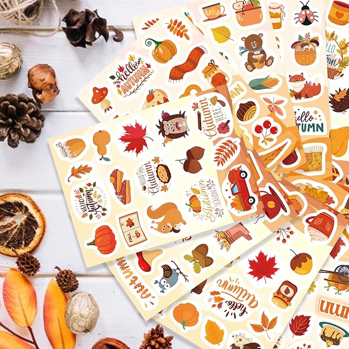 Autumn Sticker Set: 32 Sheets for School, Parties & Scrapbooking