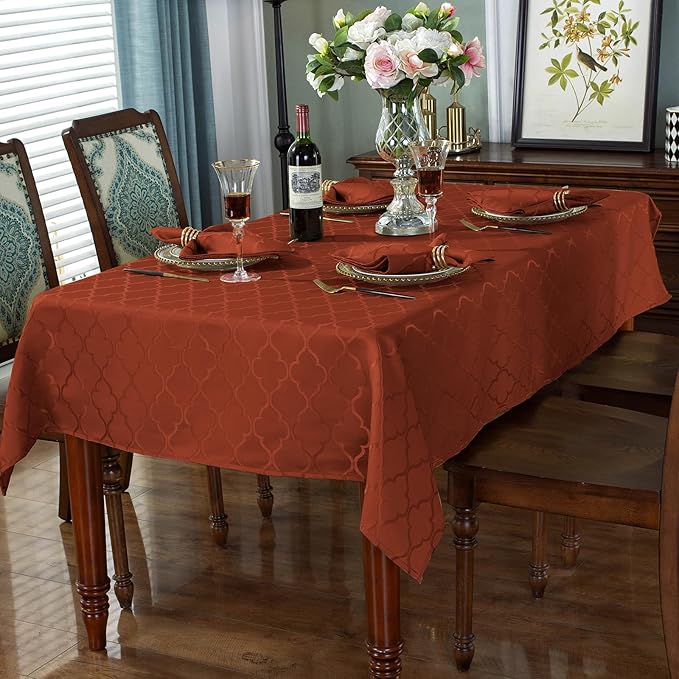 SASTYBALE Jacquard Cloth Napkins 20 x 20 Inch Flower Pattern 4 Pieces Washable Comfortable for Thanksgiving Family Dinners Weddings Parties and Banquets(Square, 20 inch x 20 inch, Brick Red)