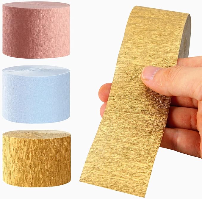 Pink-Blue Gender-Reveal Party-Decorations Streamers - 9 Rolls Wedding Bachelorette Engagement Crepe Tissue Paper Streamer Birthday Baby Bridal Shower Garland Decor Panduola