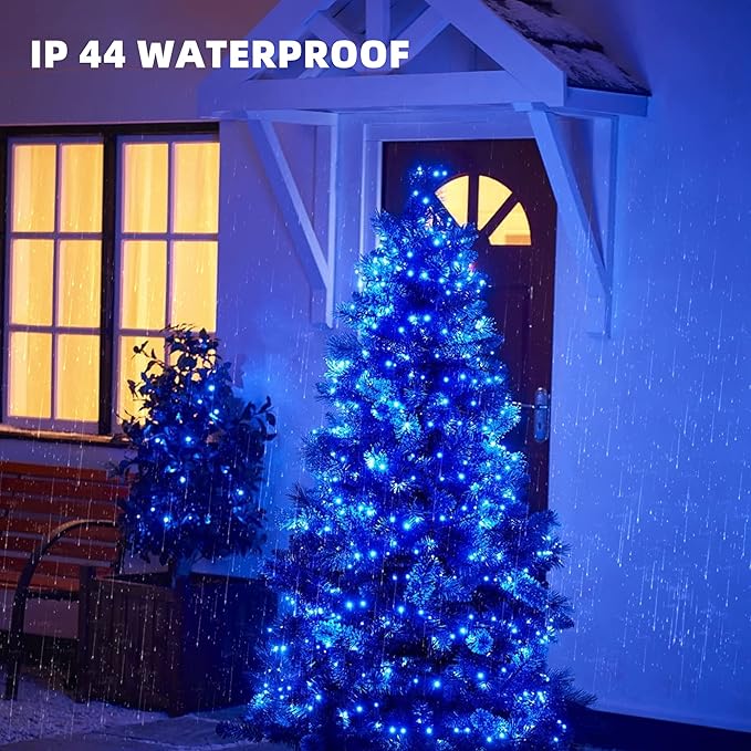 Dazzle Bright 33FT 100 LED Christmas String Lights Indoor Outdoor Waterproof, Blue With Green Wire, Twinkle Plug-in for Tree Room Bedroom Wedding Decorations