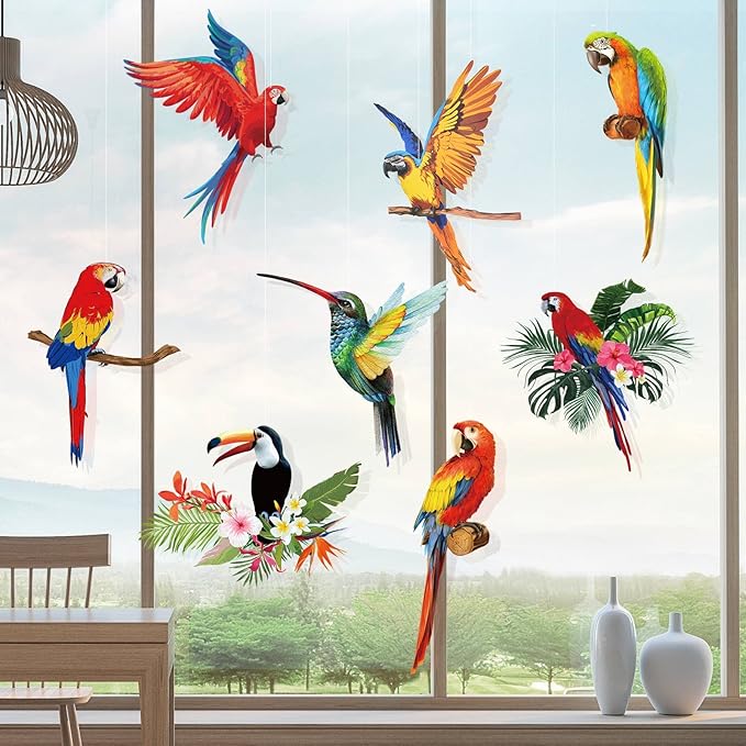 24 Pcs Tropical Birds Honeycomb Paper Cutouts, Parrot Honeycomb, Jungle Party Decorations Hanging Parrot Luau Party Decorations, Summer Tiki Bar Party Decor, Flying Bird Hawaiian Party Decor