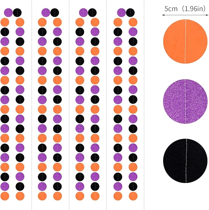 Black-Orange Purple Halloween Party-Decorations Streamers-Garland - 52ft Birthday Baby Shower Decorations Paper Banner, Graduation 2025 Glitter Hanging Decoration Bunting Supplies Lasting Surprise