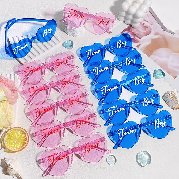 Pibupibu 24 Pcs Gender Reveal Glasses Blue Pink Sunglasses Bulk Team Girl or Boy for Gender Reveal Decor Glasses Party Favors