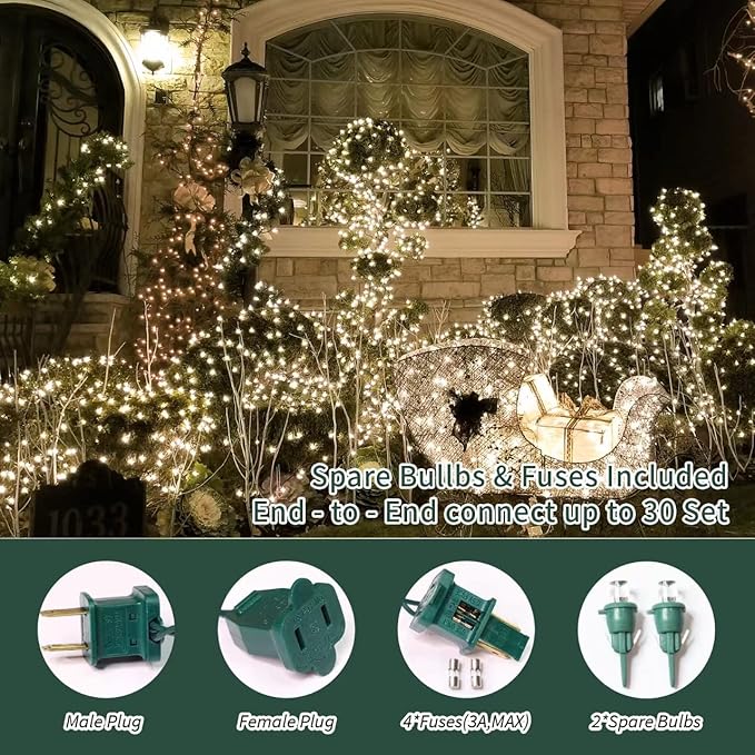 LAMPHOME Led Christmas Net Lights Outdoor Christmas Decorations Lights 150LED 6ftx4ft, Connectable Outdoor Fairy Mesh String Lights for Party, Holiday, Wedding, Tree, Bushes Decorations (Warm White)
