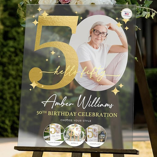 18"x24" Custom Welcome Sign for Party, Personalized Welcome Sign for Birthday Party, Custom Sign in Acrylic, Foam Board, or Coroplast Welcome Signs B (Design E)