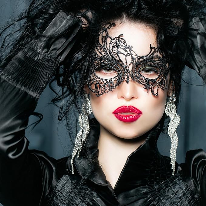 JOVITEC 6 Pieces Masquerade Mask for Women Halloween Lace Multicolored Venetian Mask for Carnival Mardi Gras Evening Prom