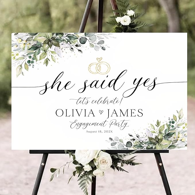 Engagement Welcome Yard Signs-She Said Yes, Engagement Custom Sign, Double Rings Together Forever #2