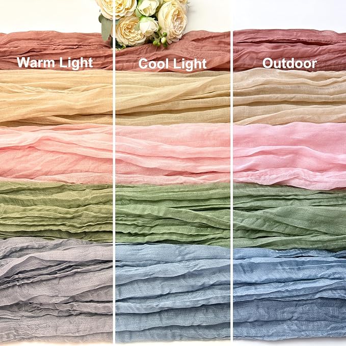 Booque Valley Dusty Blush Cheesecloth Table Runner 10ft Super Soft Boho Wrinkled Gauze Sheer Cloth for Baby Shower Baptism Birthday Party Wedding Centerpiece Table Decoration, 35x120 Inch