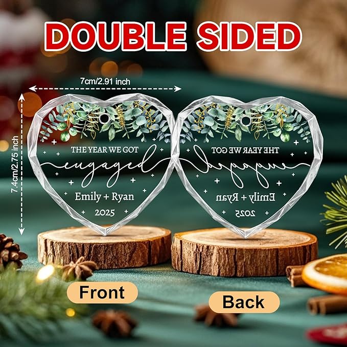 Engagement Gifts for Couples - Personalized Engagement Ornament Gifts for Newly Engaged Couples, Women, Fiance, Her - Bride to Be Gift, First Christmas Just Engaged Acrylic Ornament 2025
