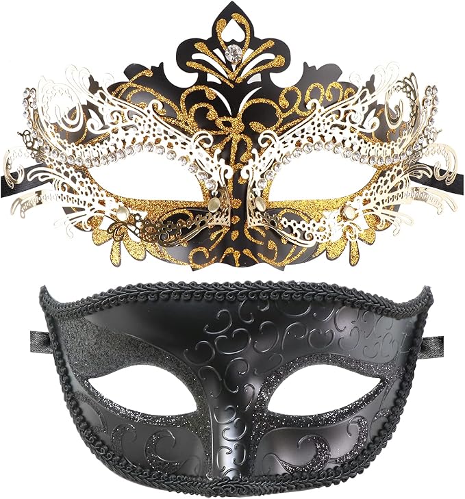 Coddsmz Couple Masquerade Mask Set - Venetian & Mardi Gras Mask for Women & Men