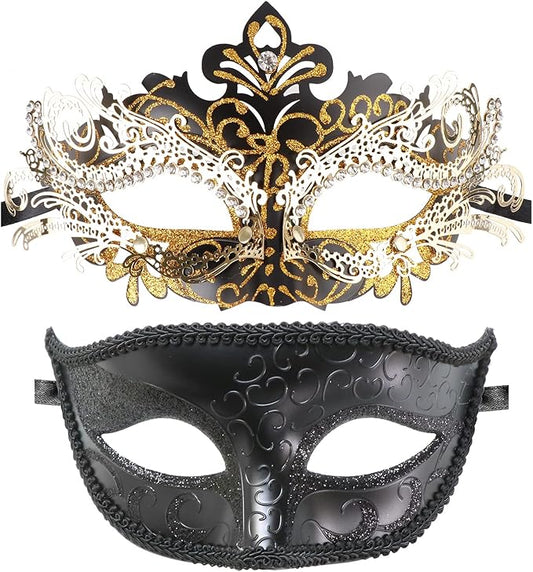 Coddsmz Couple Masquerade Mask Set - Venetian & Mardi Gras Mask for Women & Men
