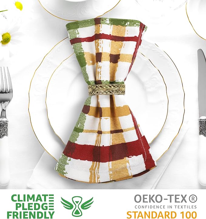 Urban Villa Cloth Napkins Autumn Prints Dinner Napkins Set of 12 20X20 100% Cotton Absorbent Washable Durable Reusable Cloth Napkins Ideal for Farmhouse Party Thanksgiving Harvest Fall Dinner Napkins